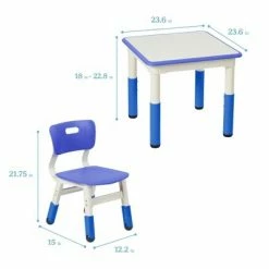 New 🥰 ECR4Kids Square Resin Dry-Erase Adjustable Activity Table with 2 Chairs (3-Piece Set) 😍