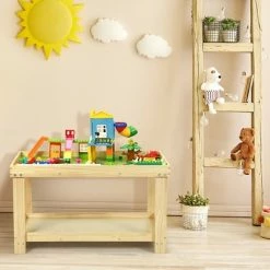 Deals 👍 Costway Solid Wood Kids Activity Play Table Block Table Multifunction W/Storage 🔥 -Kids' Crafts Sales Store unnamed file 258