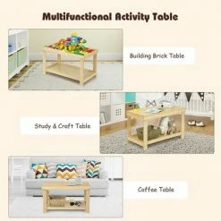 Deals 👍 Costway Solid Wood Kids Activity Play Table Block Table Multifunction W/Storage 🔥 -Kids' Crafts Sales Store unnamed file 261