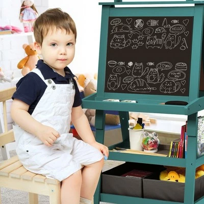 New 🎉 Costway 3 in 1 Double-Sided Wooden Kid's Art Easel Whiteboard 👍 2 New 🎉 Costway 3 in 1 Double-Sided Wooden Kid's Art Easel Whiteboard 👍 - Image 2
