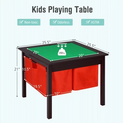 Best deal 🧨 Costway 2-in-1 Kids Double-sided Activity Building Block Table W/ Drawers Brown 🤩 2 Best deal 🧨 Costway 2-in-1 Kids Double-sided Activity Building Block Table W/ Drawers Brown 🤩 - Image 2