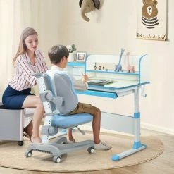 New ⭐ Costway Adjustable Kids Study Desk Drafting Table Chair Set w/ Bookshelf 😀 -Kids' Crafts Sales Store unnamed file 417