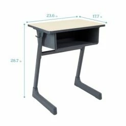 Hot Sale โ๏ธ ECR4Kids Cave Open Front Student Desk with Large Plastic Book Box, RTA - Maple/Black ๐