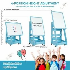 Discount ๐ Costway Kids' Standing Art Easel Dry-Erase Board Double Sided Chalkboard ๐