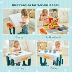 Hot Sale ๐ Costway 5 in 1 Kids Activity Table Set w/ Chair Toddler Luggage Building Block Table ๐คฉ