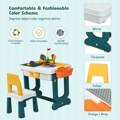Hot Sale 😀 Costway 5 in 1 Kids Activity Table Set w/ Chair Toddler Luggage Building Block Table 🤩 6 Hot Sale 😀 Costway 5 in 1 Kids Activity Table Set w/ Chair Toddler Luggage Building Block Table 🤩 - Image 6