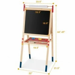 Hot Sale ๐ Costway All-in-One Wooden Kid's Art Easel Height Adjustable Paper Roll โ๏ธ