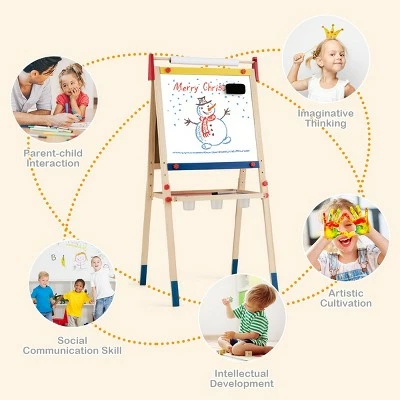 Hot Sale ๐ Costway All-in-One Wooden Kid's Art Easel Height Adjustable Paper Roll โ๏ธ 9 Hot Sale ๐ Costway All-in-One Wooden Kid's Art Easel Height Adjustable Paper Roll โ๏ธ - Image 9