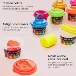 Budget 🧨 Arteza Kids Play Dough in tubs, Neon Colors - 12 Pack 🔔