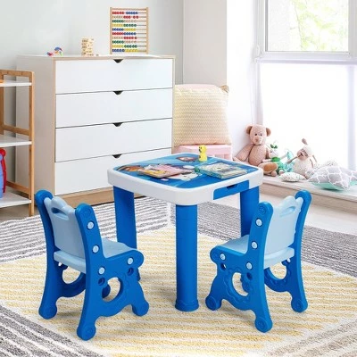 Wholesale ✔️ Costway Multifunctional Kids Desk & 2 Height-Adjustable Chairs w/ Non-slip Point Pink Blue Natural 😉 1 Wholesale ✔️ Costway Multifunctional Kids Desk & 2 Height-Adjustable Chairs w/ Non-slip Point Pink Blue Natural 😉