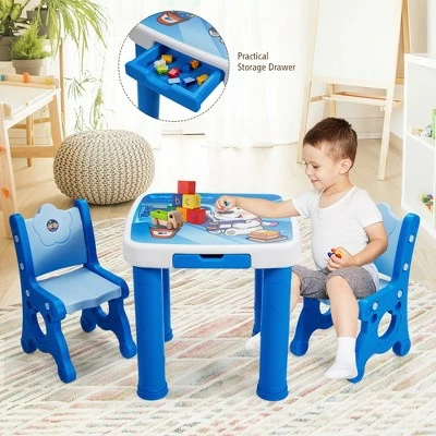 Wholesale ✔️ Costway Multifunctional Kids Desk & 2 Height-Adjustable Chairs w/ Non-slip Point Pink Blue Natural 😉 2 Wholesale ✔️ Costway Multifunctional Kids Desk & 2 Height-Adjustable Chairs w/ Non-slip Point Pink Blue Natural 😉 - Image 2