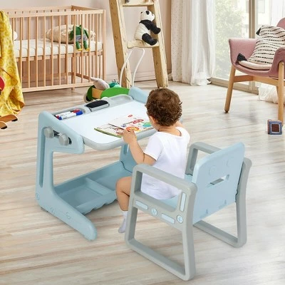 Top 10 ๐ Costway 2 in 1 Kids Easel Table & Chair Set Adjustable Art Painting Board Gray/Blue/Light Pink โ๏ธ 2 Top 10 ๐ Costway 2 in 1 Kids Easel Table & Chair Set Adjustable Art Painting Board Gray/Blue/Light Pink โ๏ธ - Image 2