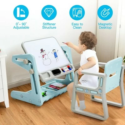 Top 10 ๐ Costway 2 in 1 Kids Easel Table & Chair Set Adjustable Art Painting Board Gray/Blue/Light Pink โ๏ธ 5 Top 10 ๐ Costway 2 in 1 Kids Easel Table & Chair Set Adjustable Art Painting Board Gray/Blue/Light Pink โ๏ธ - Image 5