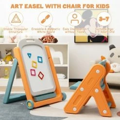 Best Sale 💯 Costway Kids Easel w/Chair Art Easel for Kids Height Adjustable Art Easel Set for Kids 👍 -Kids' Crafts Sales Store unnamed file 76